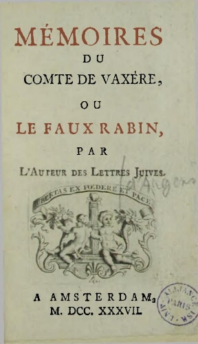 Mémoires du comte de Vaxère, ou Le faux rabin